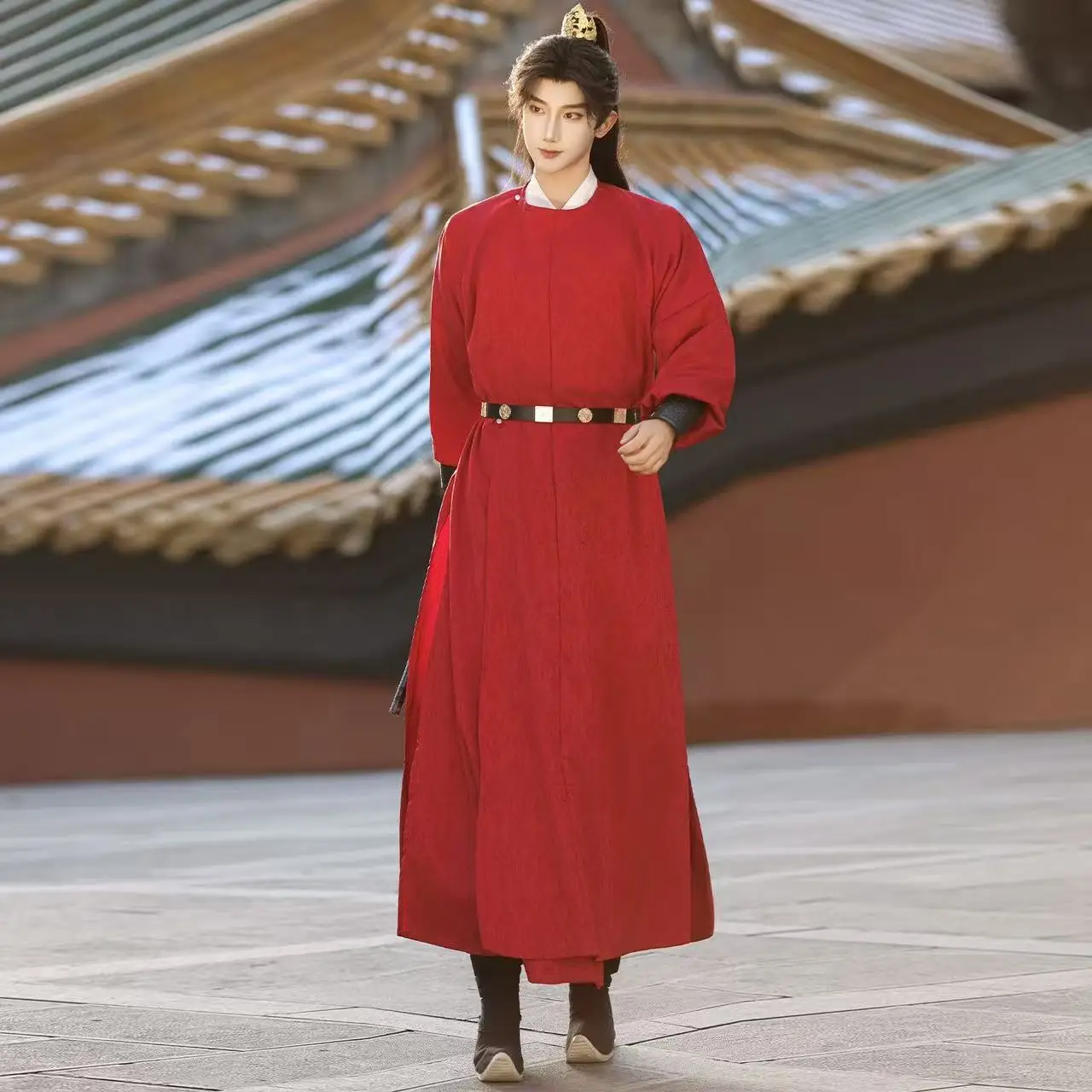 

Original Hanfu Men Women Tang Dynasty Jacquard Round Neck Robe Halloween Carnival Royal Guards Cosplay Costume Wuxia Hanfu Male