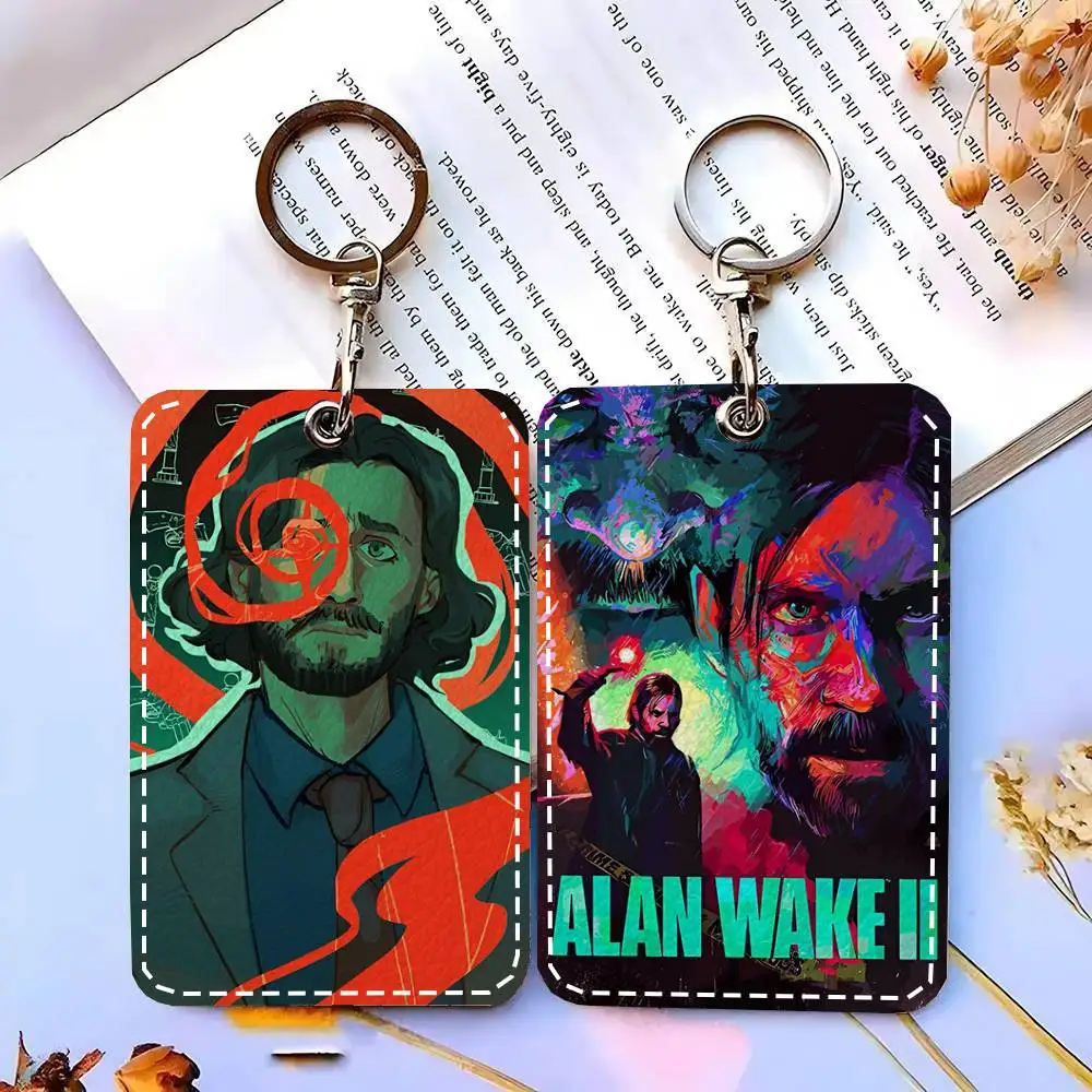 1pc Game Alan Wake 2 Card Case Keychain Access Card Bag Key Tag Ring Leather Card Holder Key Ring Access view 3