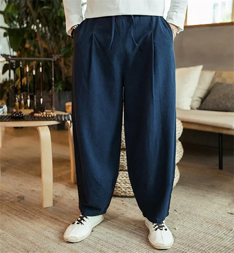 

Men's plus size Harem Pants 2024 Autunm Hip Hop Casual Joggers Trousers Fashion Streetwear cotton linen Pants 4xl 6xl 7xL