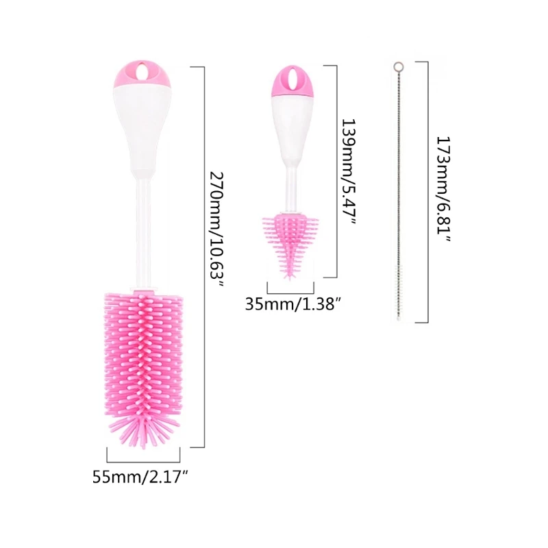 New Silicone Brush & Straw set Bottle Brush & Straw Cleaner Set 3 in 1 Bottle & Tool set Infant Feeding for Infant Feeding