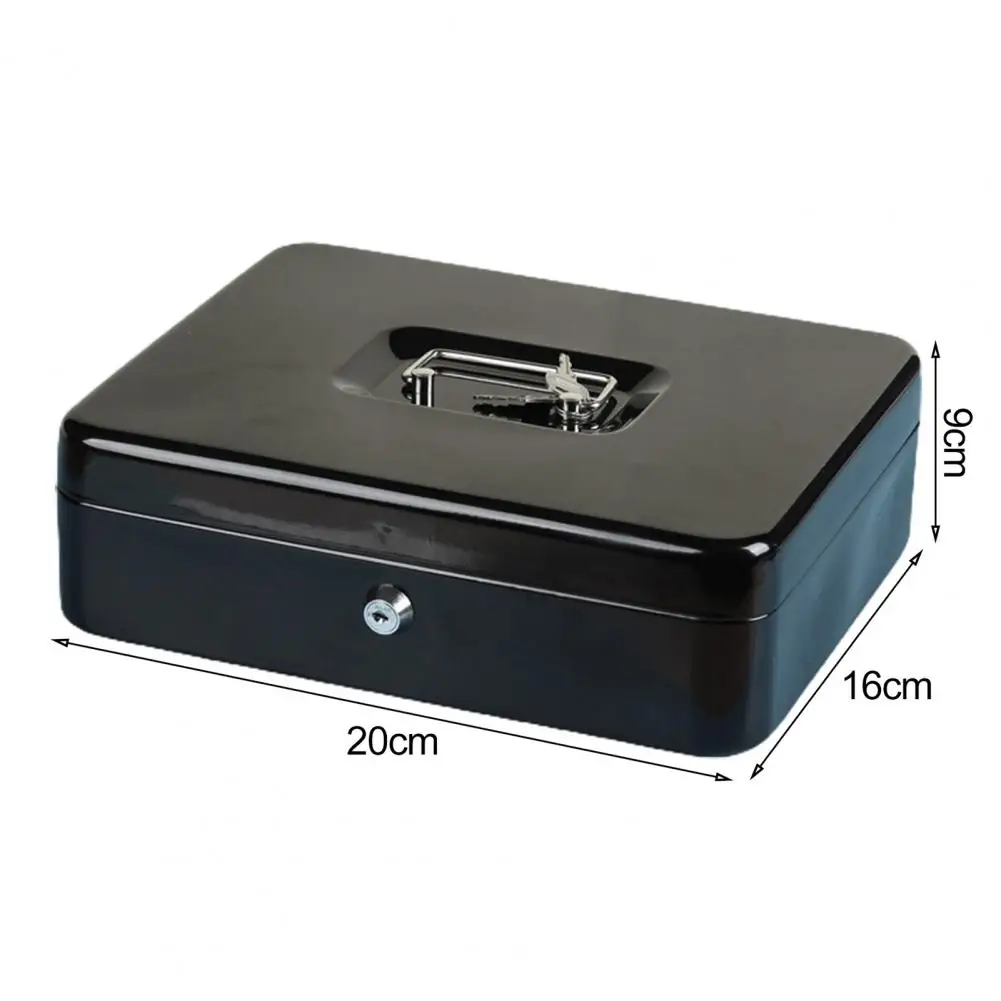 Metal Money Box with Lock And 2 Keys Cash Drawer with Compartments Money Box with Handle Cash Safe Box Money Case for Valuables