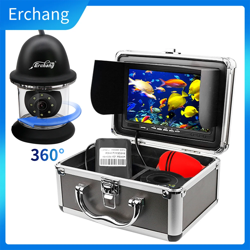 

Erchang Underwater Fishing Camera with 360 Degree Camera+24pcs Light Infrared Camera 7 Inch 1000TVL Winter Carp Fishing Camera