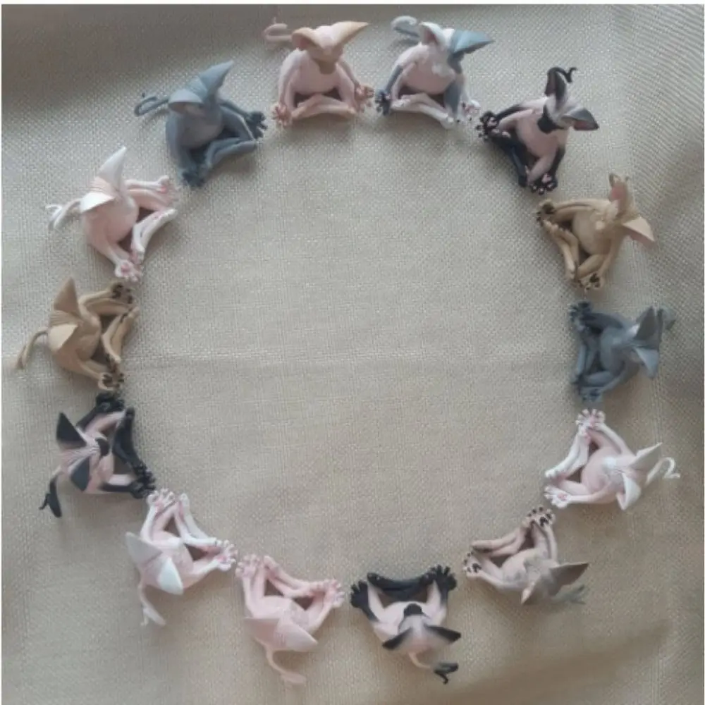 Figurka Kot Bez Sierści z Żywicy Symulacja Kot Bez Sierści Kot Sfinks Kot Sfinks Model Zwierzęcia Figurka Mini Statuetka