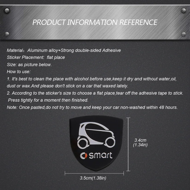 35x34mm for Smart Fortwo Forjeremy 450 Prix Forfour Escooter Roadster Forspeed Car Sticker Badge Decal Decoration