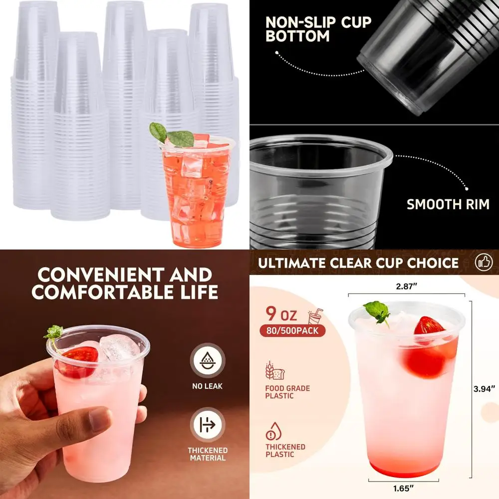 

Одноразовые прозрачные пластиковые стаканчики, 9 унций, упаковка 2000 г. — идеально подходят для вечеринок, холодных напитков, стаканчики для питьевой воды