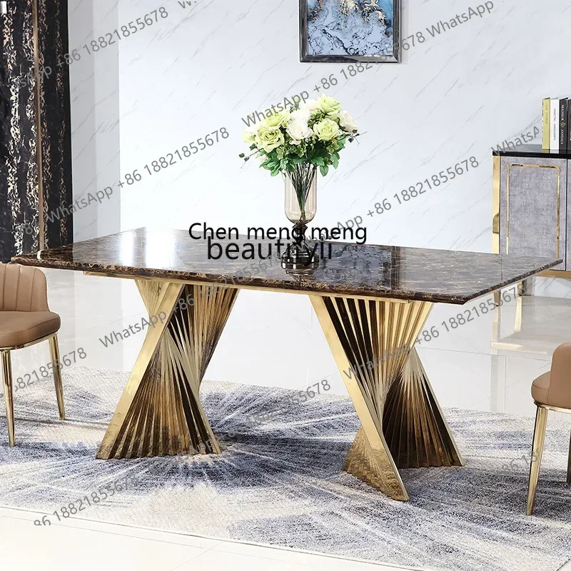 Light luxury dining table and chair combination household small apartment rectangular marble dining table simple villa  table293