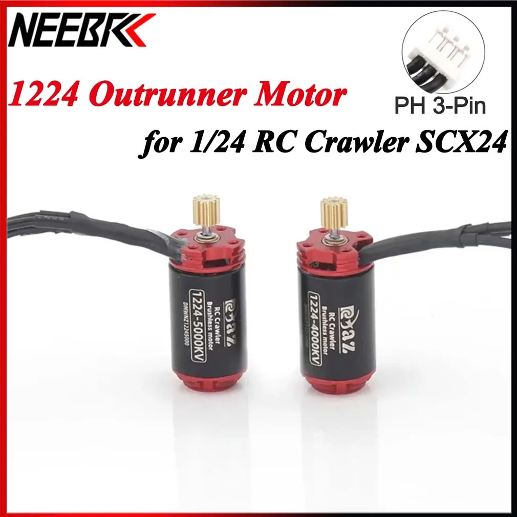 

NEEBRC 1224 4000KV 5000KV Outrunner Brushless Motor for 1/18 1/24 RC Mini Crawler Car Axial SCX24 Kyosho Tamiya Traxxas 25A ESC