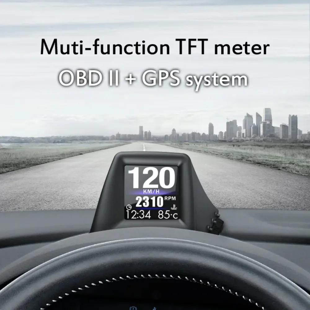 New Multi-function HUD Gadget OBD2+GPS On-board Computer A-pillar Trim Install RPM Turbo Oil Pressure Water Temp GPS Speedometer