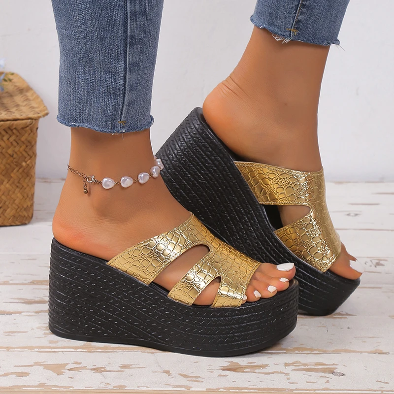 Sandals Summer 2024 New Women Retro Outdoor Fashion Slippers Wedges Platform Beach Trend Comfortable Open Toe Shoes Slides Women