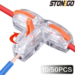 Universal Compact T-Type Push-in Fast Wire Connector Distribution Terminal Block Led light electrical Home splitter Connectors