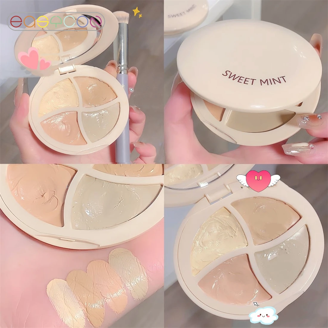 4 Colors Makeup Concealer Palette Waterproof Moisturizing Face Contour Bronzer Make Up Face Foundation Cream Concealer