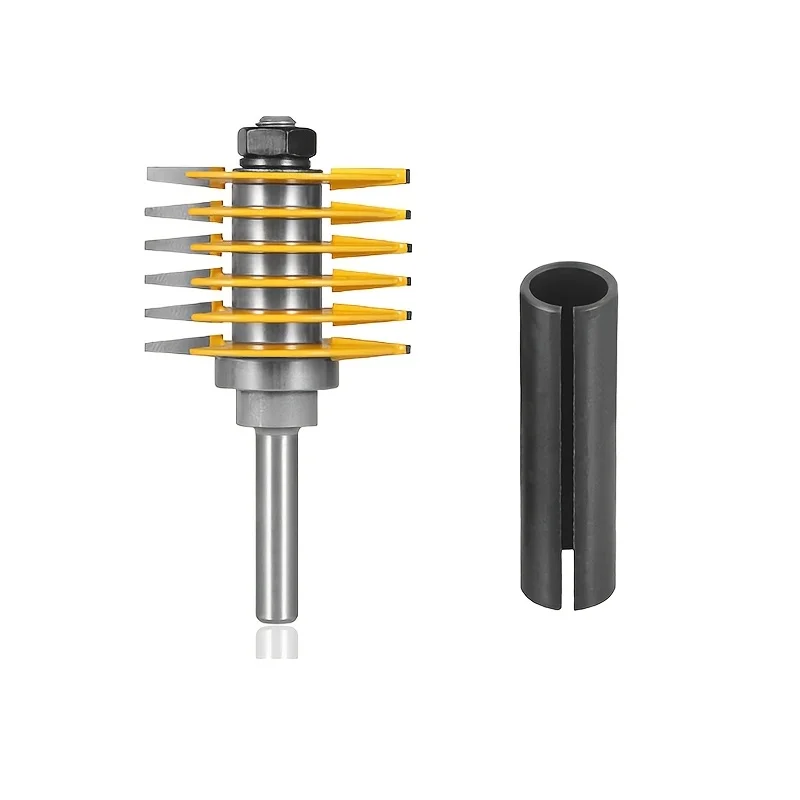 2Pcs 8mm Shank Finger Joint Router Bits w/ Collet Adapter - For Panel & Edge Joining, Woodworking Tools