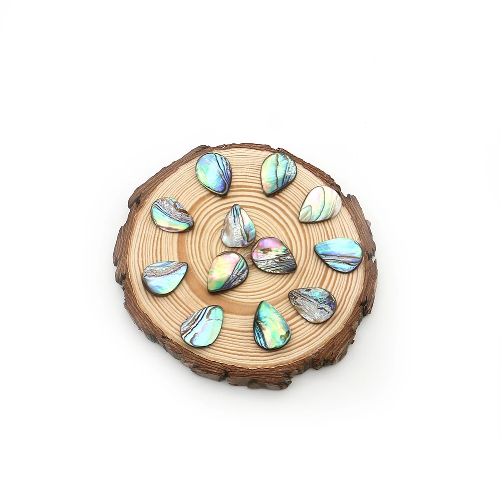 Natural Iridescent Abalone Shell Teardrop-shaped Irregular Horizontal-hole Loose Beads DIY Jewelry Beading Materials Accessories