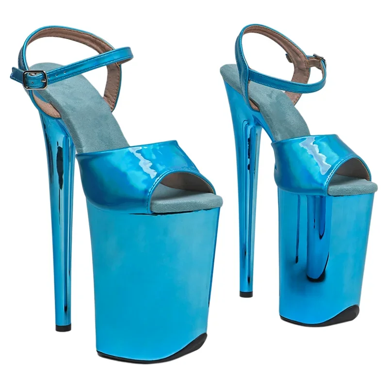 Leecabe 23CM / 9inches Shiny PU Fashion Exoticism Electroplate Platform High Heels Sandals Stripper Heels Pole Dance Shoes