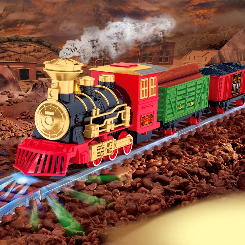 Christmas Electric Train Toy With Sound Light Railway Track For Kids Gift Christmas Tree Decorations Steam Train Toy Xmas Gift