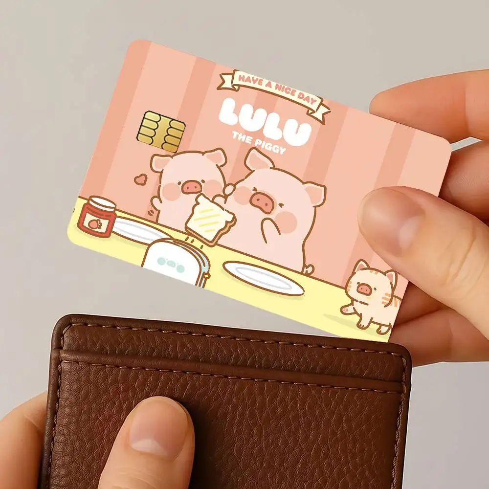ملصقات بطاقات الائتمان الكرتونية لولو ذا بيجي لحافلة البنك مترو 4 قطع غطاء فيلم هدية