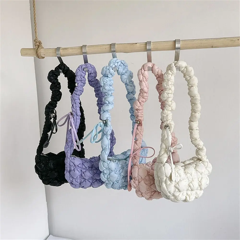 

Элегантная стеганая сумка через плечо с облаками, однотонная сумка-мессенджер с пузырьками, плиссированная сумка для женщин и девочек