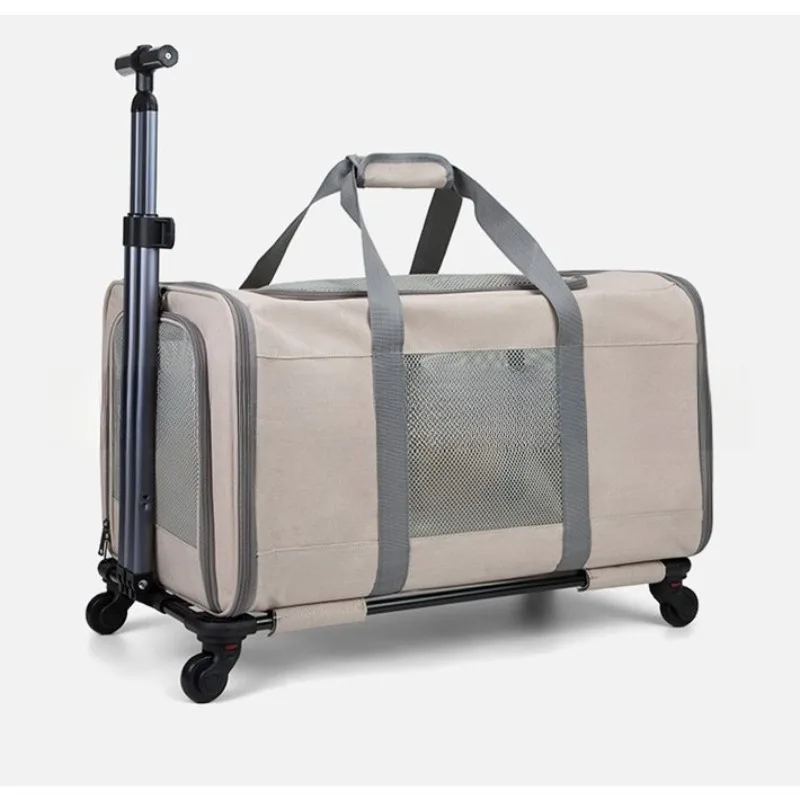 

Single box pet trolley case, folding out bag cat portable large-capacity foldable breathable car