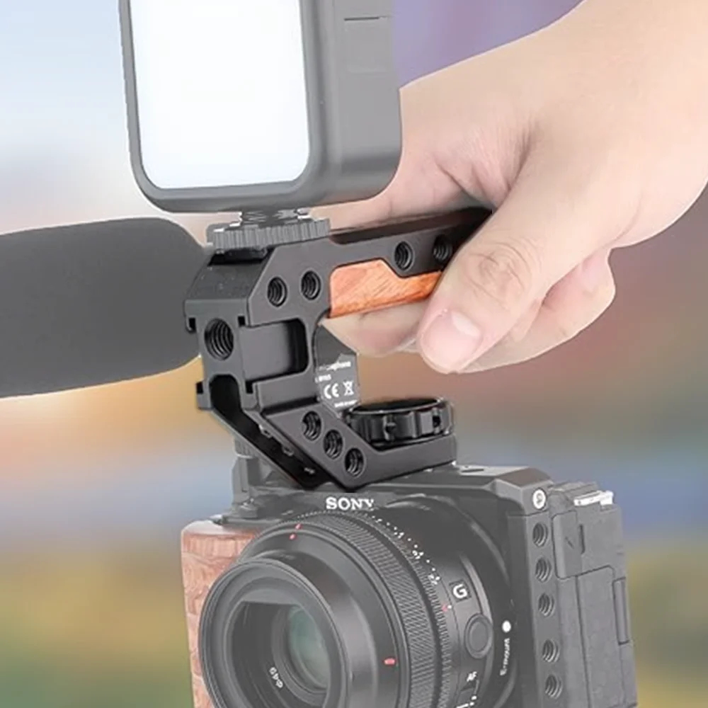 Anti-slip Wooden Top Handle Grip for DSLR Camera Cage Rig Frame, with 1/4