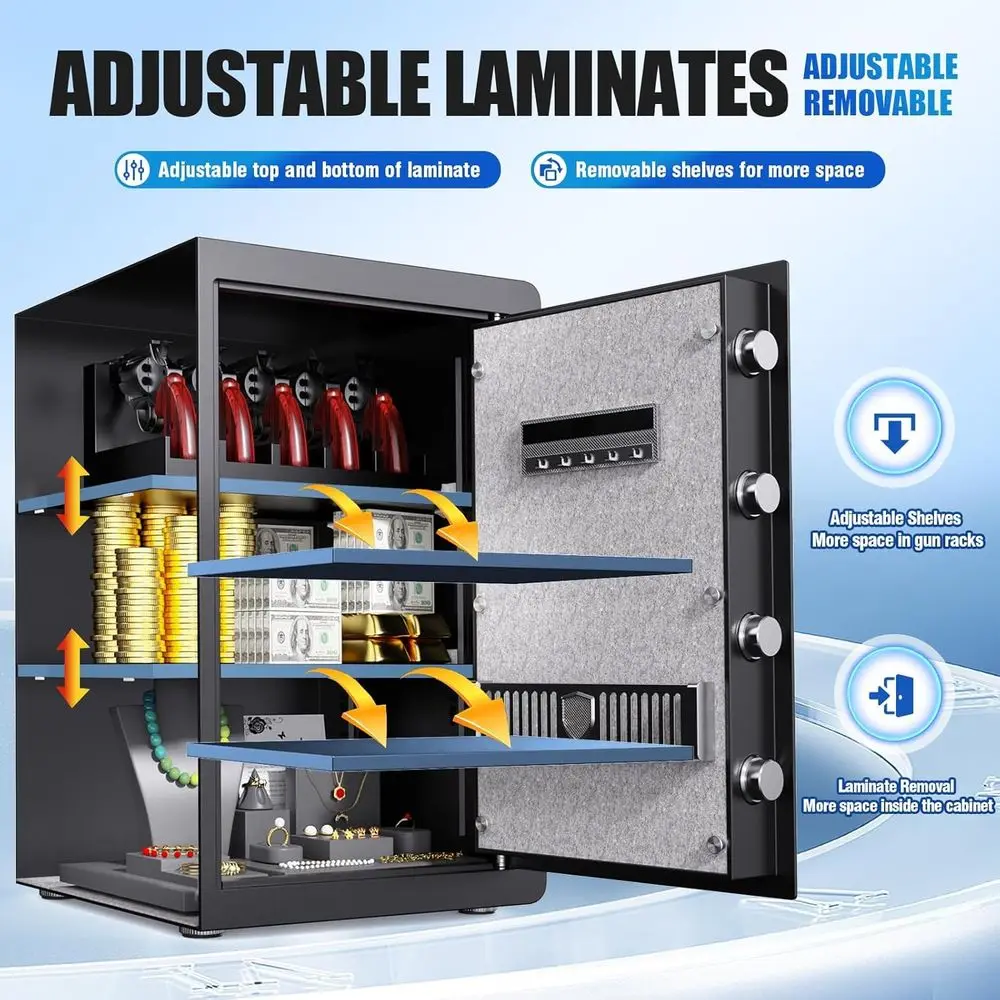 آمن لبصمات الأصابع البيومترية سريعة الوصول - مسدس مقاوم للماء بطول 3.6 قدم مكعبًا مع رف قابل للتعديل للمنزل والمكتب والفندق U #5