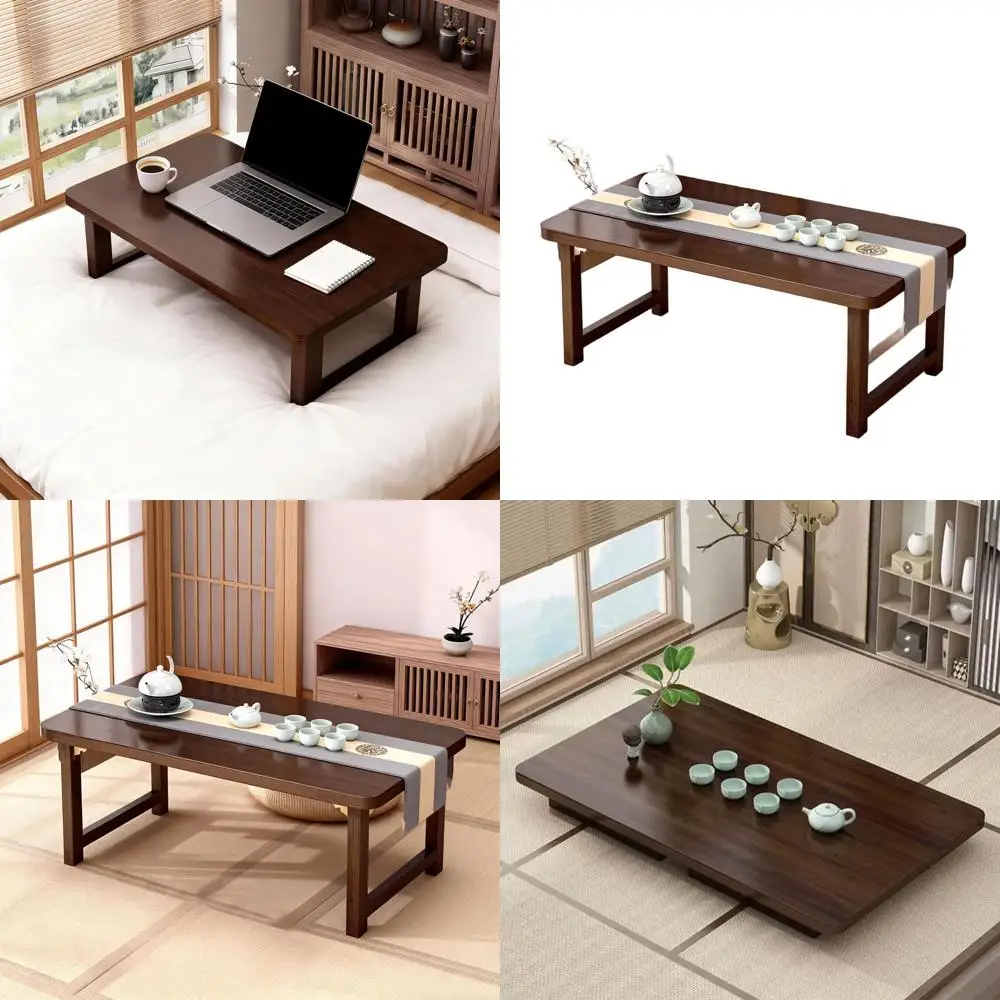 

Versatile Wooden Folding Low Table - Coffee, Dining, Tea, Tatami Desk (39.4x19.7x11.8 inches)