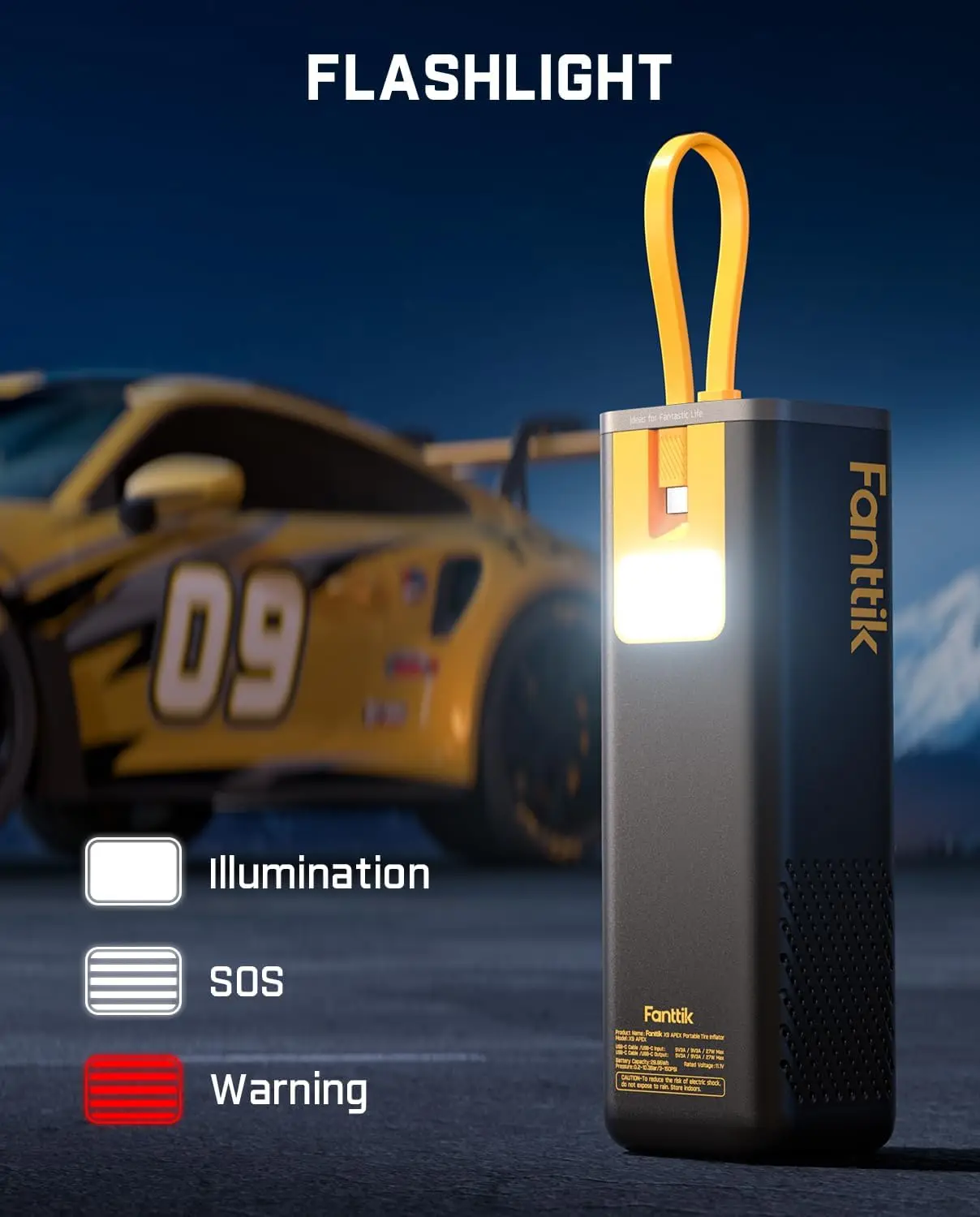 Portable Air Compressor for Car Tires, 35s Fast Inflation, Cordless Tire Inflator with Light and Power Bank