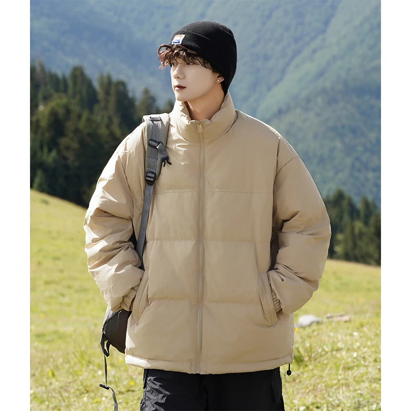 2024 autumn and winter new stand collar without hat solid color warm down jacket