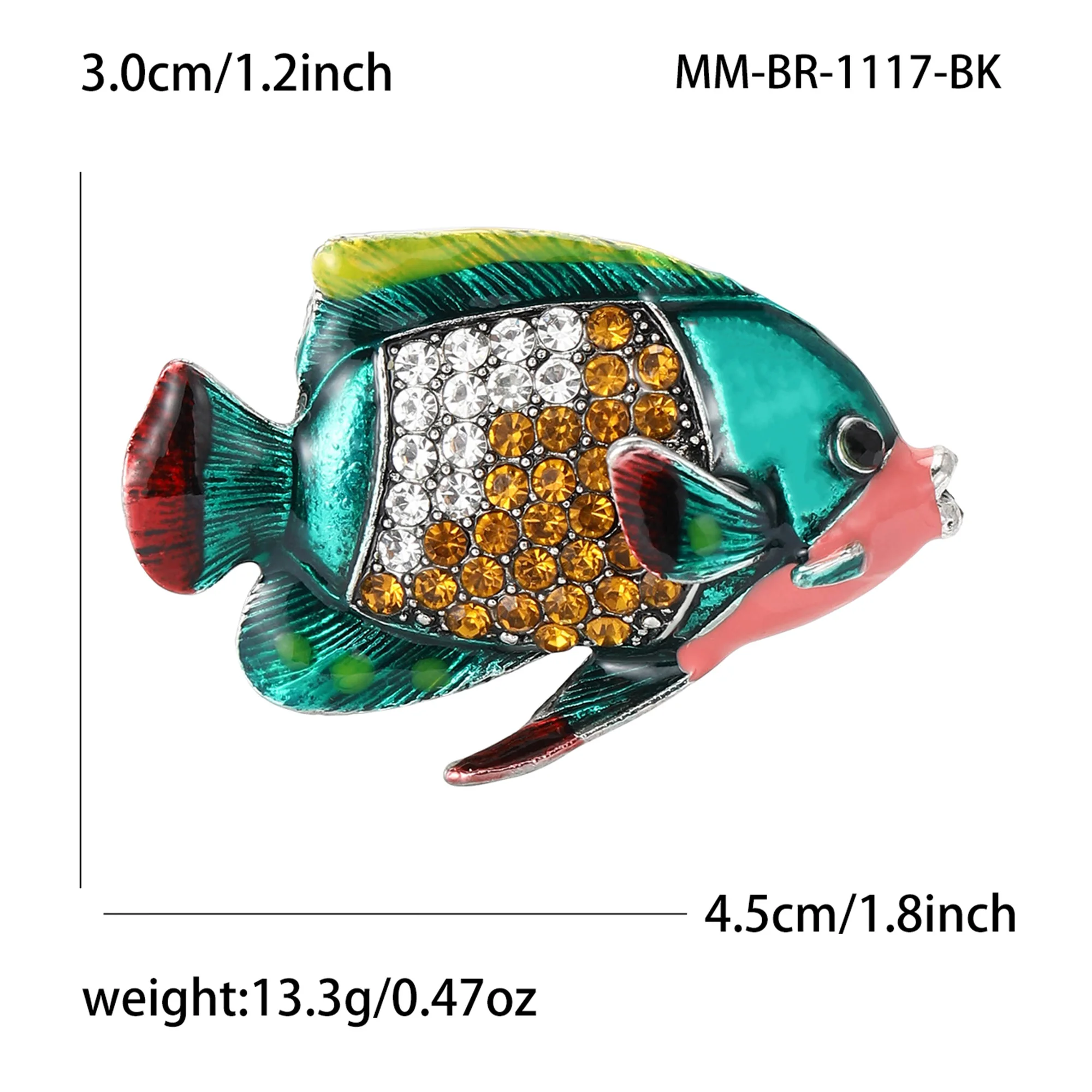 Beaut&Berry Classic Rhinestone Fish Brooches for Women Animal Pins Friends Party Gifts Jewellery Accessories