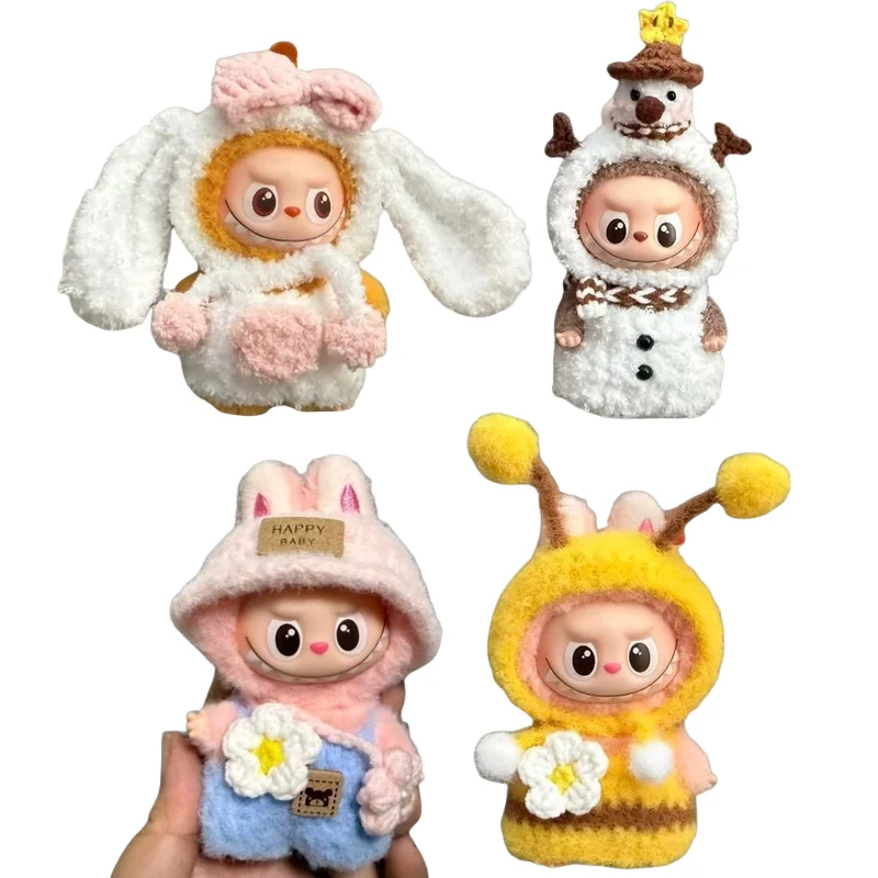 Vêtements de printemps rose pour Labubu 4.0, ensemble de costumes de lapin, bonhomme de neige et abeille, vêtements de poupée, accessoires floraux, vêtements cadeaux uniquement