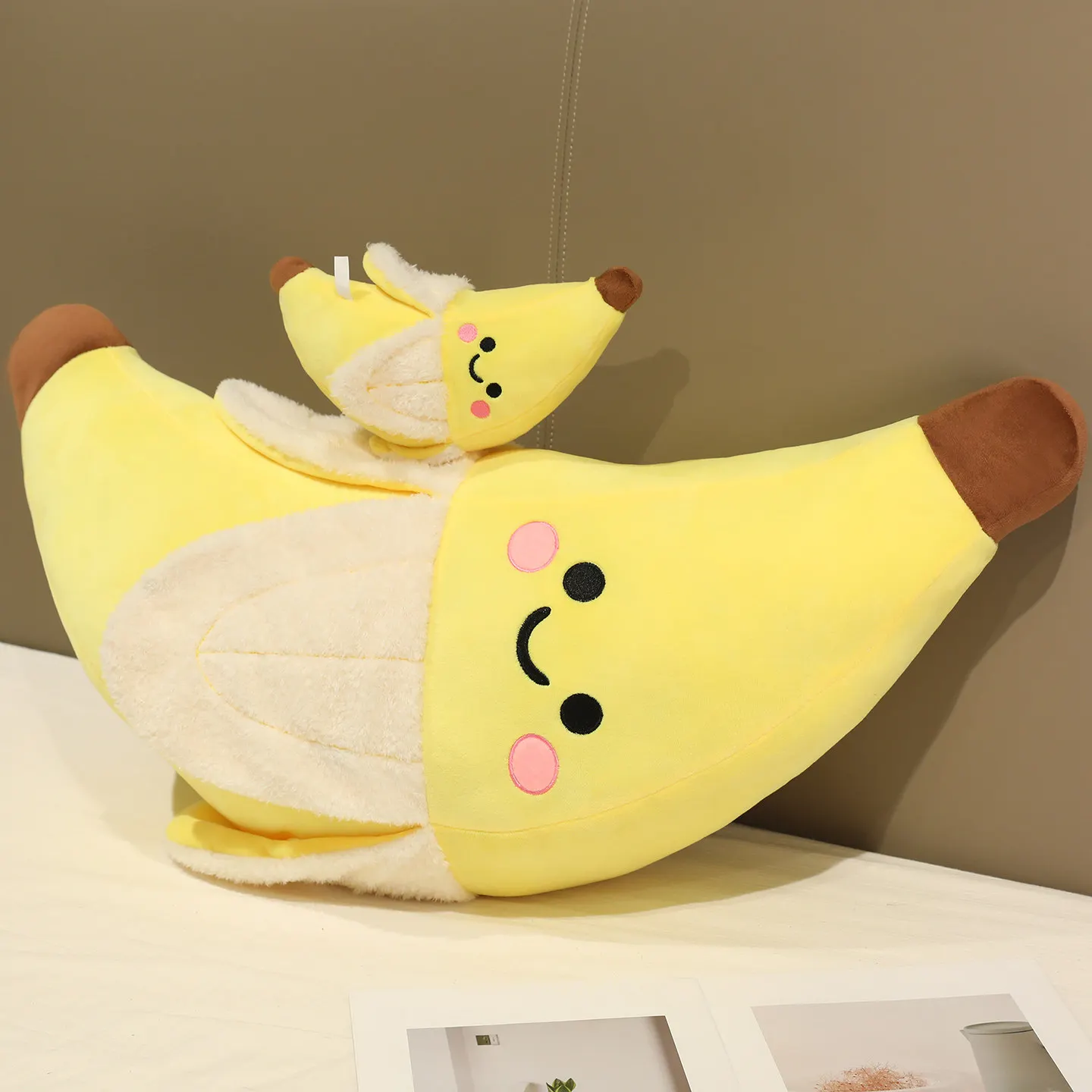 Almohada de plátano sonriente pelada de 25-80cm, cojín de fruta con cara encantadora rellena, regalo de decoración de peluche de dibujos animados Kawaii