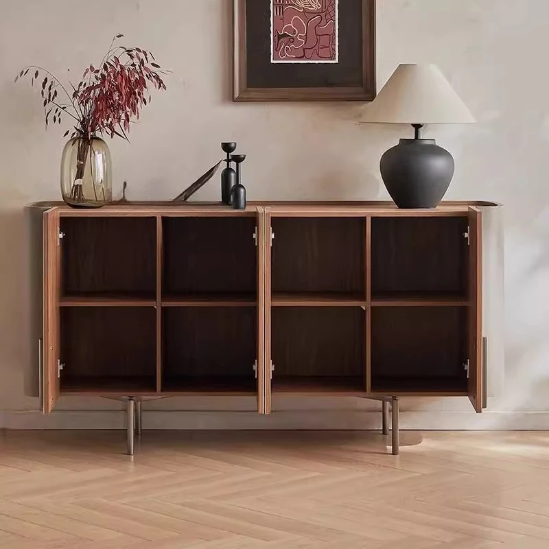 خزانة جانبية لتناول الطعام من ألواح الصخور الإيطالية البسيطة، غرفة معيشة منزلية صغيرة، خزانة جلدية من الخشب الصلب، #3