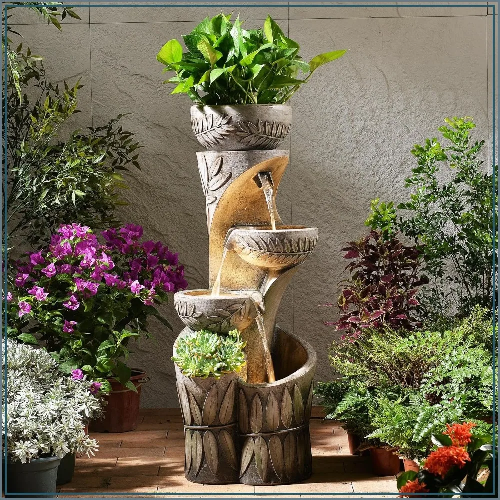 4 Tiered Outdoor Water Fountain Waterfall Garden Decor