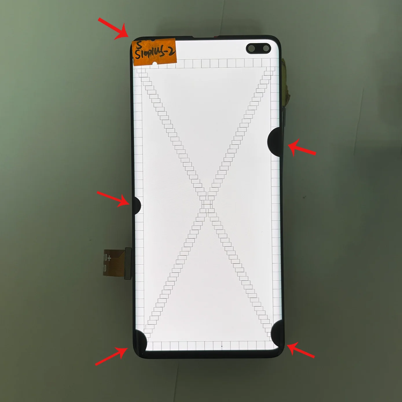 画面に欠陥あり、samsung-galaxy-s10-plus-amoledタッチスクリーンg975f-g9750交換用に適しています