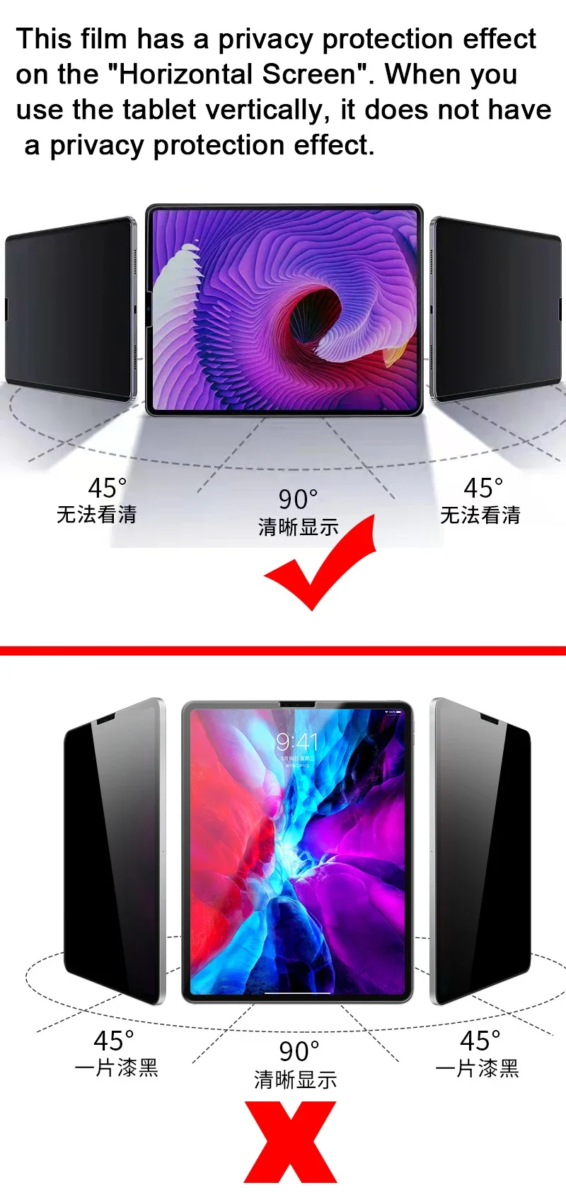 

For IPad 180 Degree Privacy Screen Protector Film Air 11 Inch A16 M3 Full Screen 13 Inch 2025 Tablet Anti Peeping Paper Film