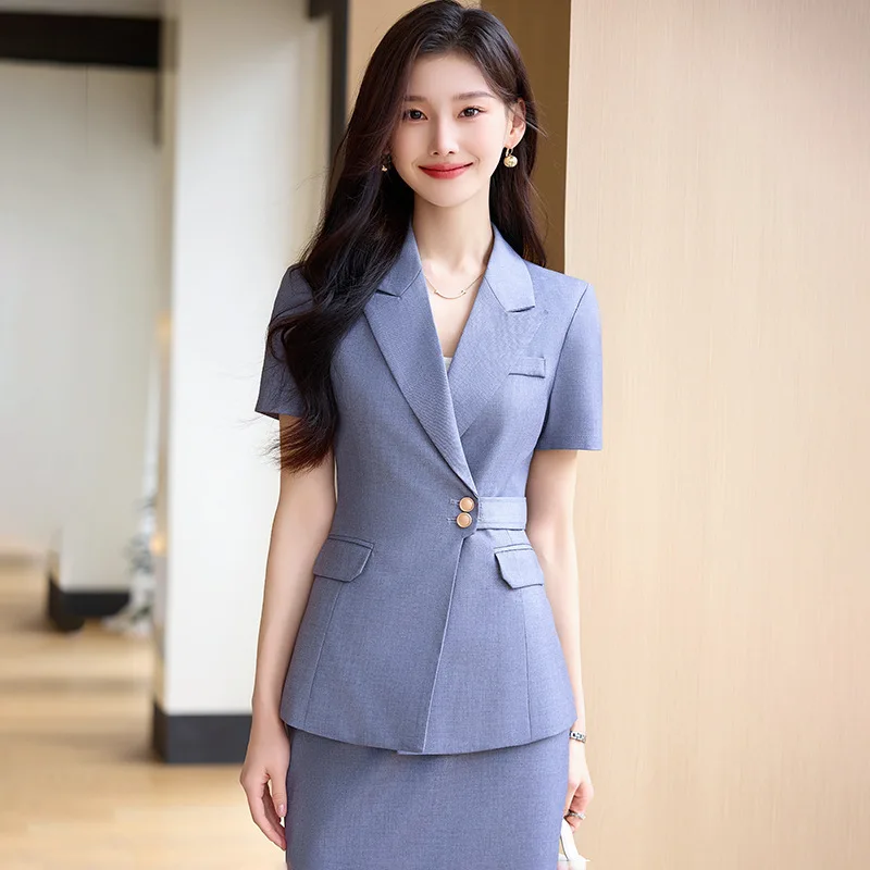 

Summer Elegant Styles Formal Pantsuits Business Work Wear Ladies Office Professional Outfits Set Career Interview