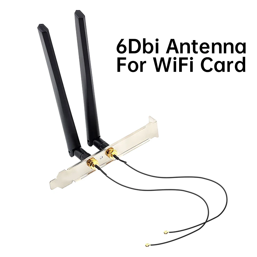 FENVI 2Pcs 6DBi Antenna Set Dual Band 2.4G/5GHz  SMA MHF4 Extension Cable Set For NGFF M.2 Wifi Card AX200 AX210 BE200