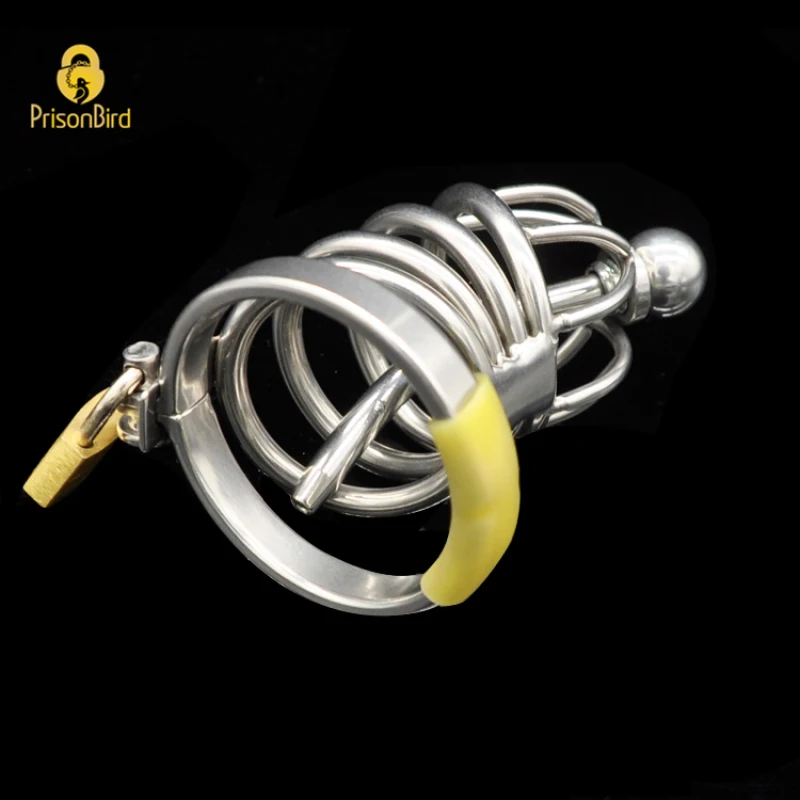 Chaste Bird New!Stainless Steel Male Chastity Device with Catheter,Cock Cage,Virginity Lock,Penis Ring,Penis Lock,Cock Ring A008