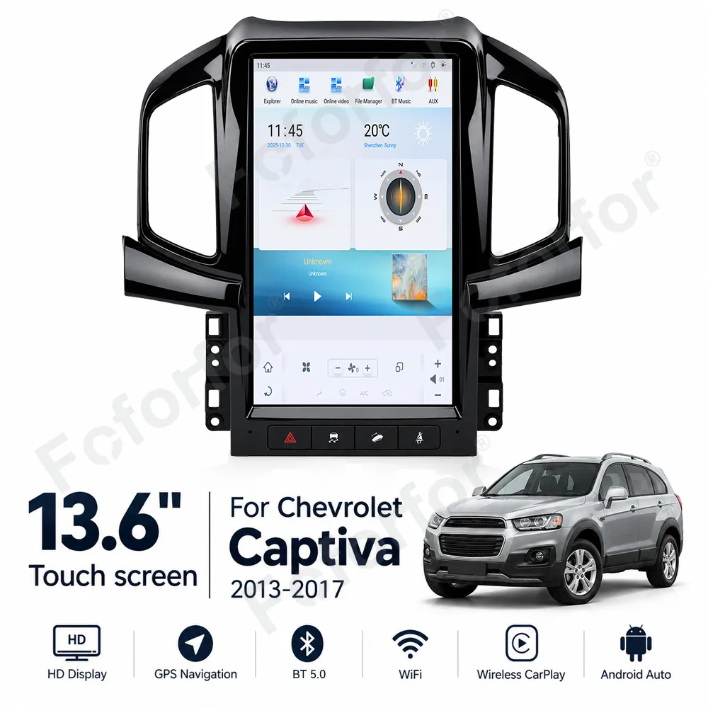 13.6 Inch Android 13 For Chevrolet Captiva 2013-2017 Vertical Tesla Screen Car GPS Navigation Multimedia Player Radio Head Unit
