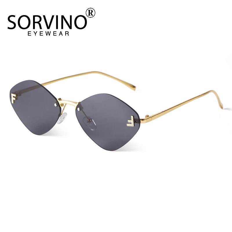 SORVINO 2024 Trendy Rimless Diamond-shaped Sunglasses F Women Luxury Brand Metal Gradient Sun Glasses Shades UV400 Gafas De Sol