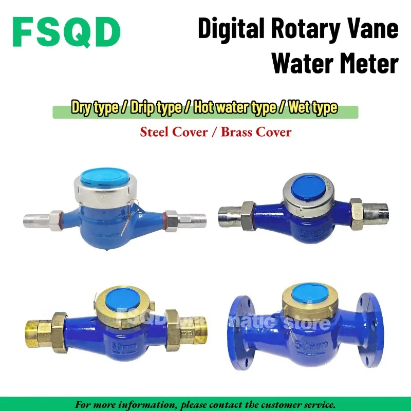 Digital Rotary Vane Water Meter DN15/DN20/DN25/DN32/DN40 Dry type / Drip type / Hot water type / Wet type