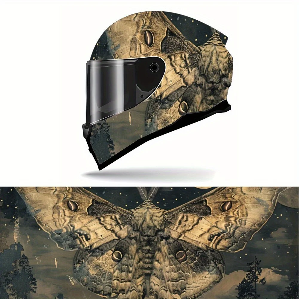 

Brown Moth Design Full Face Helmet Sticker - Durable PVC Art Style Motorcycle Racing Helmet Decorative Sticker, Custom Fit, Adju