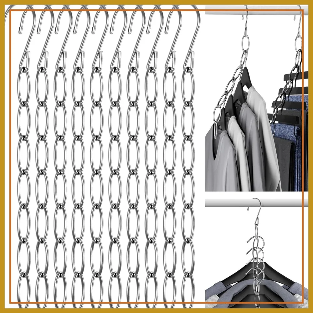 

7-Hole Metal Clothes Hanger 10-Pack, Space Saving Closet Organizer for Home, Office, Travel