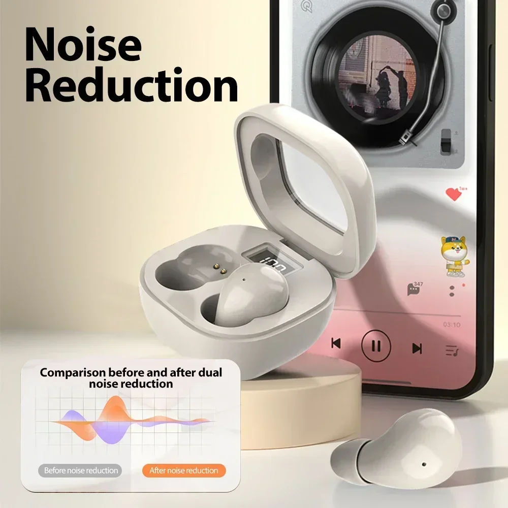 

TWS Wireless Noise Reduction Invisible Headphones Heasets with Microphones Earbuds HIFI Stereo Mini Bluetooth 5.3 Earphones