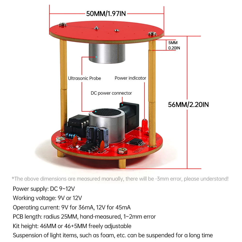 DC9 ~ 12V ultradźwiękowe zawieszenie elektroniczny zestaw do majsterkowania technologii sterowania falą stojącą mała produkcja części do ćwiczeń spawalniczych