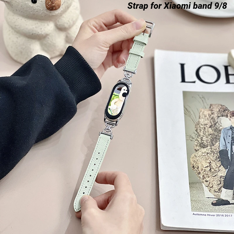 

Leather Strap for Xiaomi band 9 Woman Correa Bracelet Sport watchband for Xiaomi band 9/8 Smartwatch Fashion Wristband