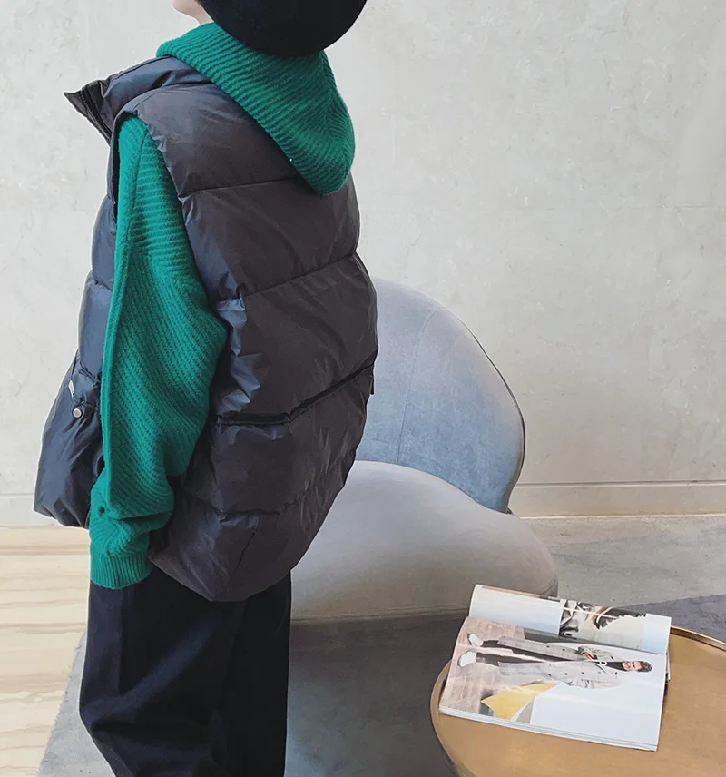 سترة نسائية بيضاء فاتحة للأسفل سترة نسائية قصيرة بدون أكمام كبيرة الحجم معطف سترات لخريف وشتاء 2025 سترة نسائية دافئة #5