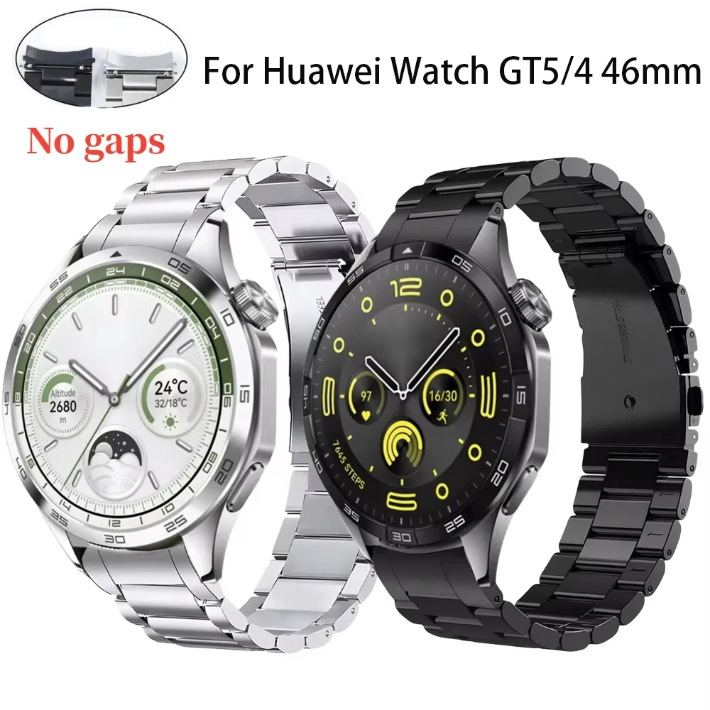 Pulseira de metal para huawei watch gt5/4 46mm sem lacunas pulseira de negócios de aço inoxidável para huawei watch gt5/4 46mm acessórios de pulseira