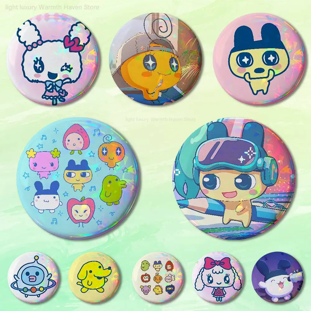 

T-Tamagotchi Cute M-Mametchi Enamel Pin Tinplate Round Brooch Cosplay Nijigen Otaku Culture Badges 58mm 44mm 32mm 75mm 25mm
