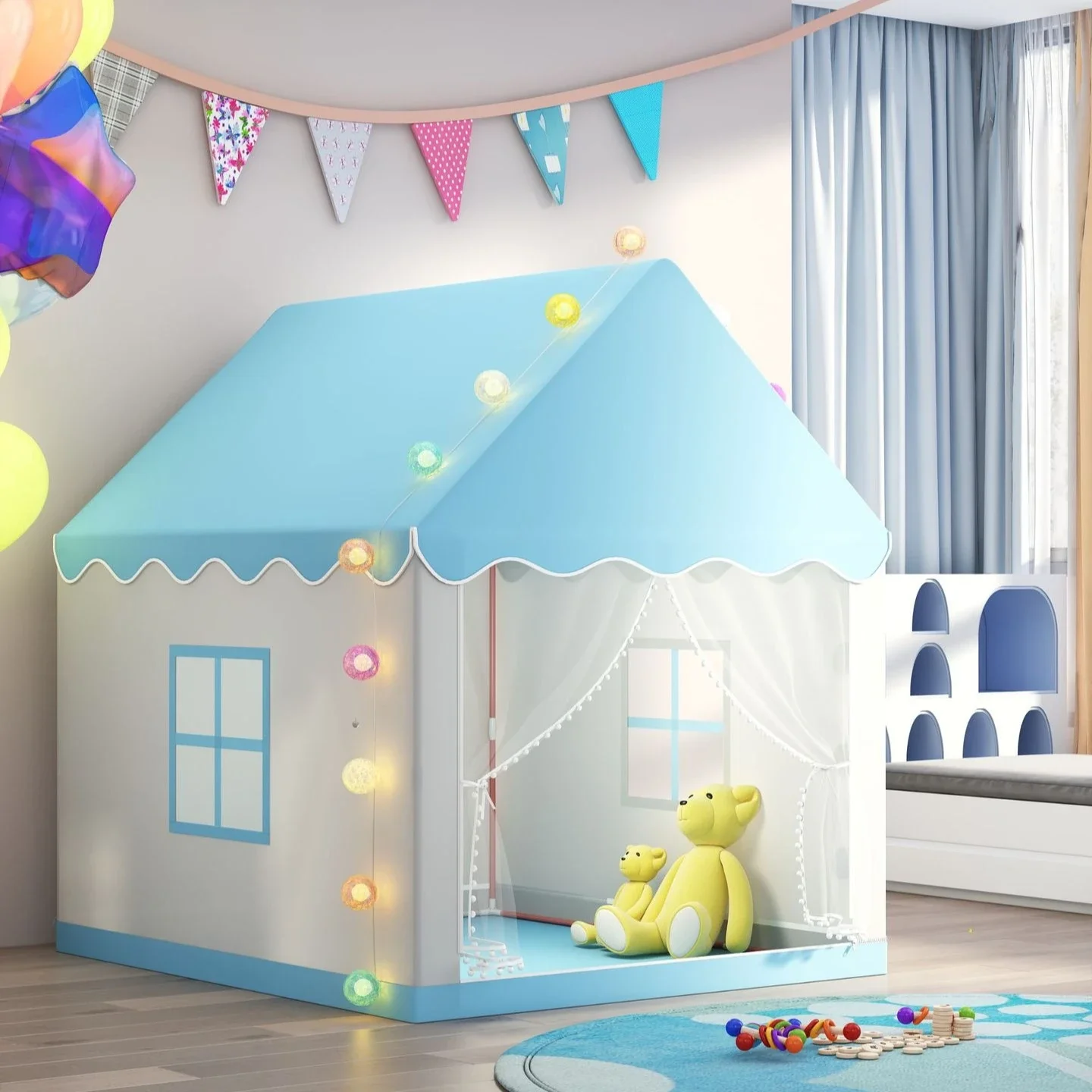خيمة ألعاب أطفال كبيرة ويغوام خيام أطفال قابلة للطي تيبي لعب الطفل منزل فتاة الوردي الأميرة القلعة غرفة الطفل ديكور هدية الكريسماس #4