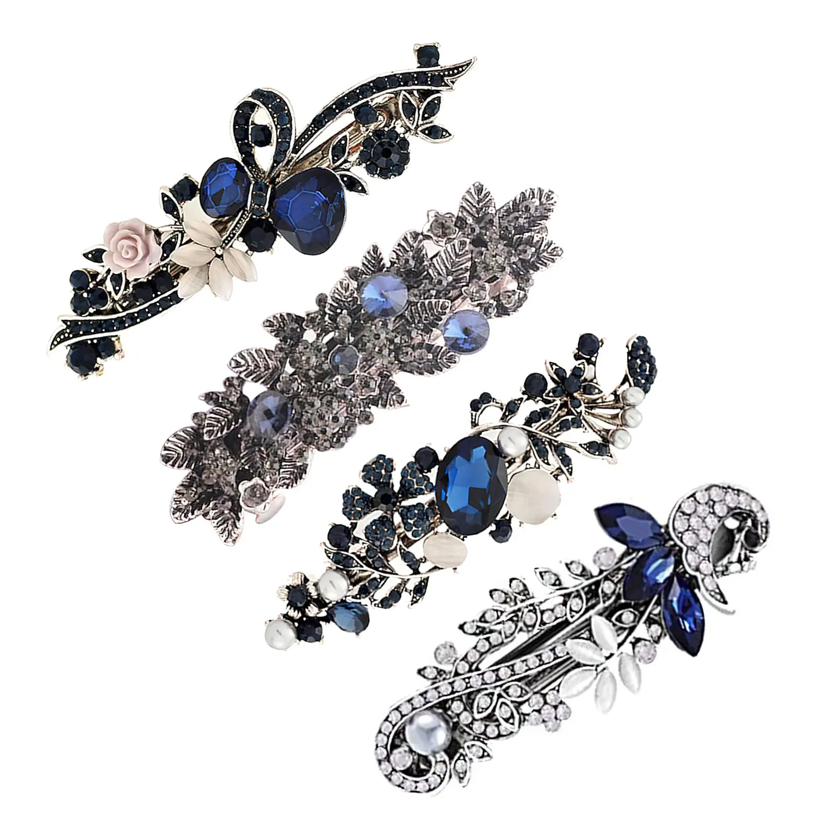 

Набор винтажных заколок для волос: ретро-заколки с цветами и стразами для элегантной прически (1 шт.)